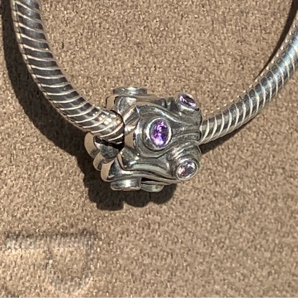 PANDORA Ocean Wave Charm 790369ACZ 925 ALE Purple CZ Retired‎ Silver Collectible - Picture 7 of 11